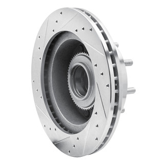R1 95-07 Ford E-250 Econoline Front Right Drilled & Slotted Silver Brake Rotor