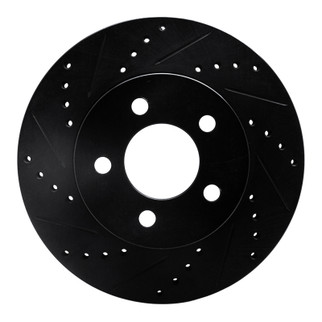 R1 02-07 Jeep Liberty Front Left Drilled & Slotted Black Brake Rotor