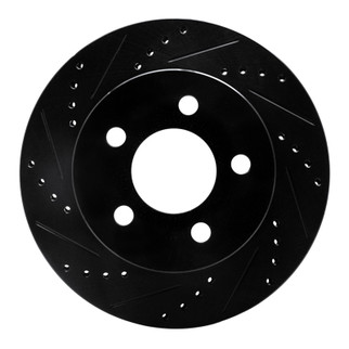 R1 99-06 Jeep Cherokee Front Left Drilled & Slotted Black Brake Rotor