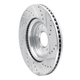 R1 11-19 Ford Explorer Front Left Drilled & Slotted Silver Brake Rotor