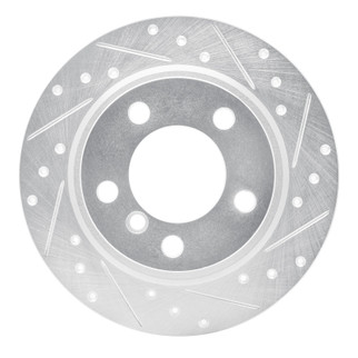 R1 11-16 Mini Cooper Paceman Rear Right Drilled & Slotted Silver Brake Rotor