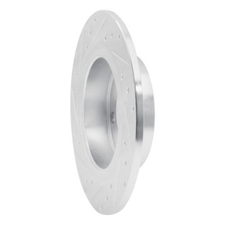 R1 11-16 Mini Cooper Paceman Rear Right Drilled & Slotted Silver Brake Rotor