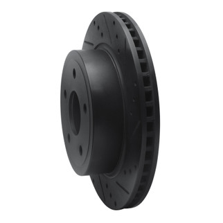 R1 04-06 Dodge Ram 1500 Pickup Rear Right Drilled & Slotted Black Brake Rotor