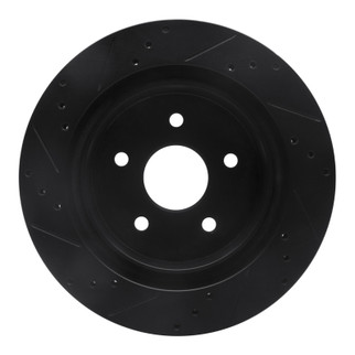 R1 04-06 Dodge Ram 1500 Pickup Rear Right Drilled & Slotted Black Brake Rotor