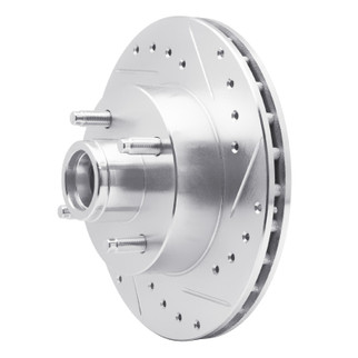 R1 78-93 Ford Granada Front Right Drilled & Slotted Silver Brake Rotor