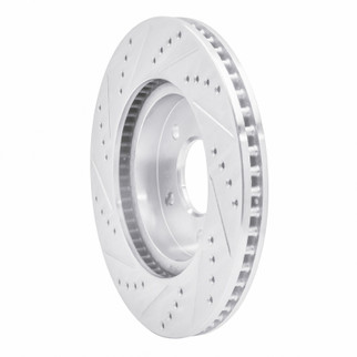 R1 02-07 Chevrolet Equinox Front Right Drilled & Slotted Silver Brake Rotor