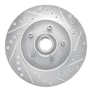 R1 1987-1990 Dodge Dakota RWD Front Right Drilled & Slotted Silver Brake Rotor