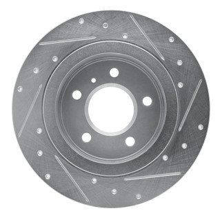 R1 06-11 Buick Lucerne Rear Left Drilled & Slotted Silver Brake Rotor