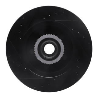 R1 1992-2002 Chevrolet Tahoe Front Right Drilled & Slotted Black Brake Rotor