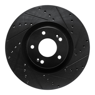 R1 2021-2025 Hyundai Santa Cruz Front Right Drilled & Slotted Black Brake Rotor