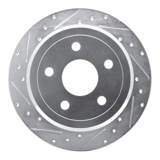R1 07-18 Jeep Wrangler Rear Left Drilled & Slotted Silver Brake Rotor