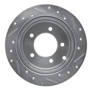 R1 07-17 Chrysler 200 Rear Left Drilled & Slotted Silver Brake Rotor