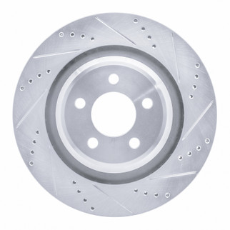 R1 05-23 Chrysler 300 Rear Right Drilled & Slotted Silver Brake Rotor
