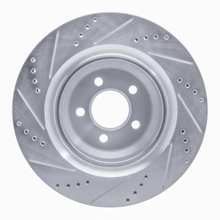 R1 05-23 Chrysler 300 Rear Right Drilled & Slotted Silver Brake Rotor
