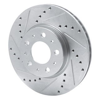 R1 95-04 Volvo S70 Front Left Drilled & Slotted Silver Brake Rotor