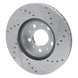 R1 95-04 Volvo S70 Front Left Drilled & Slotted Silver Brake Rotor