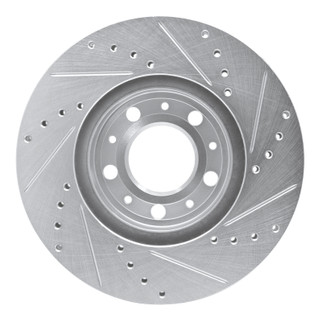 R1 95-04 Volvo S70 Front Left Drilled & Slotted Silver Brake Rotor