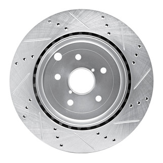 R1 08-20 Subaru Impreza Rear Left Drilled & Slotted Silver Brake Rotor