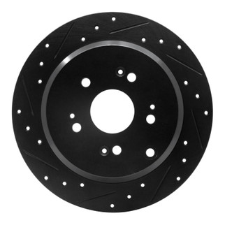 R1 2005-2018 Acura RDX Rear Left Drilled & Slotted Black Brake Rotor