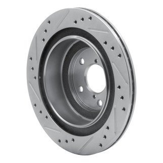 R1 05-09 Subaru Impreza Rear Right Drilled & Slotted Silver Brake Rotor