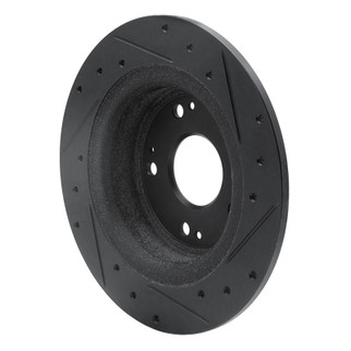 R1 05-17 Honda Accord Rear Left Drilled & Slotted Black Brake Rotor