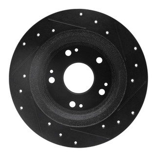 R1 05-17 Honda Accord Rear Left Drilled & Slotted Black Brake Rotor