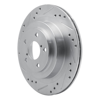 R1 05-09 Subaru Impreza Rear Left Drilled & Slotted Silver Brake Rotor