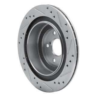 R1 05-09 Subaru Impreza Rear Left Drilled & Slotted Silver Brake Rotor