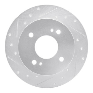 R1 1979-1981 Nissan Maxima Rear Left Drilled & Slotted Silver Brake Rotor