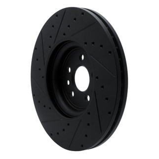 R1 2017-2020 Jaguar F-Pace Front Right Drilled & Slotted Black Brake Rotor