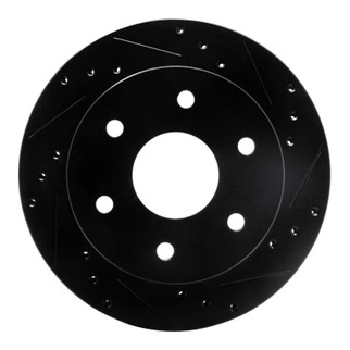 R1 1988-1991 Chevrolet K1500 Front Right Drilled & Slotted Black Brake Rotor
