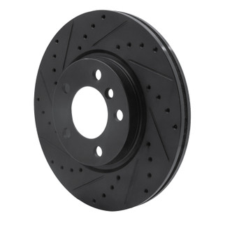 R1 11-16 Mini Cooper Paceman Front Left Drilled & Slotted Black Brake Rotor