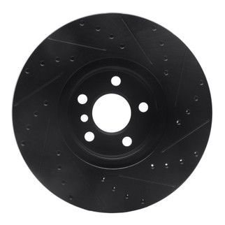 R1 15-25 BMW X2 Front Left Drilled & Slotted Black Brake Rotor