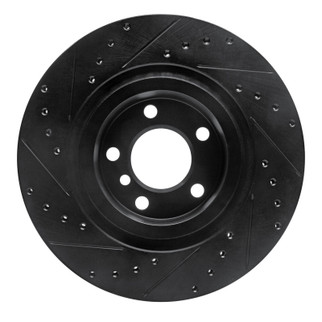R1 11-18 BMW X3 Rear Right Drilled & Slotted Black Brake Rotor