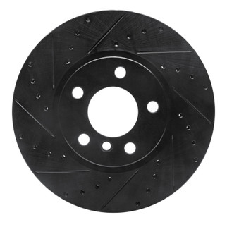 R1 11-18 BMW X4 Front Left Drilled & Slotted Black Brake Rotor