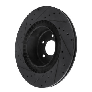 R1 10-14 BMW X6 Rear Right Drilled & Slotted Black Brake Rotor