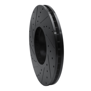 R1 07-19 BMW X6 Front Right Drilled & Slotted Black Brake Rotor