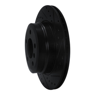 R1 07-19 BMW X5 Rear Right Drilled & Slotted Black Brake Rotor