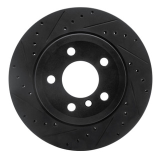 R1 07-19 BMW X5 Rear Left Drilled & Slotted Black Brake Rotor