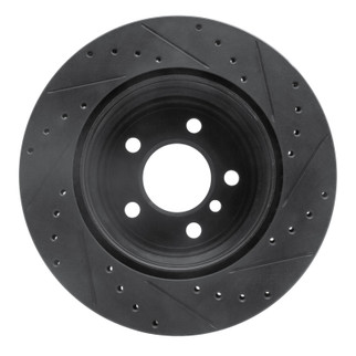 R1 07-19 BMW X5 Rear Left Drilled & Slotted Black Brake Rotor
