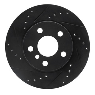 R1 14-21 BMW i3 Front Left Drilled & Slotted Black Brake Rotor