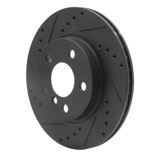 R1 14-21 BMW i3 Front Left Drilled & Slotted Black Brake Rotor