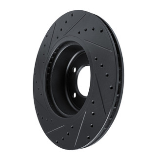 R1 09-16 BMW Z4 Front Right Drilled & Slotted Black Brake Rotor