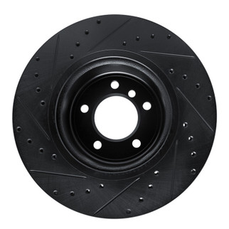 R1 09-16 BMW Z4 Front Right Drilled & Slotted Black Brake Rotor