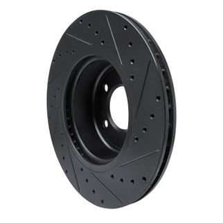 R1 09-16 BMW Z4 Front Left Drilled & Slotted Black Brake Rotor