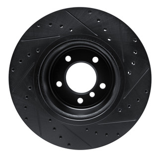 R1 09-16 BMW Z4 Front Left Drilled & Slotted Black Brake Rotor