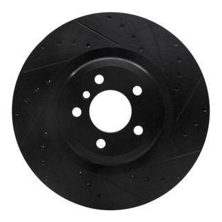 R1 09-19 BMW 760LI Rear Right Drilled & Slotted Black Brake Rotor