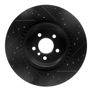 R1 09-19 BMW 750LI Rear Left Drilled & Slotted Black Brake Rotor