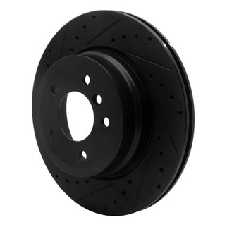 R1 08-13 BMW 135I Rear Left Drilled & Slotted Black Brake Rotor