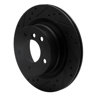 R1 08-13 BMW 128I Rear Left Drilled & Slotted Black Brake Rotor
